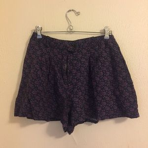 Purple Floral Shorts